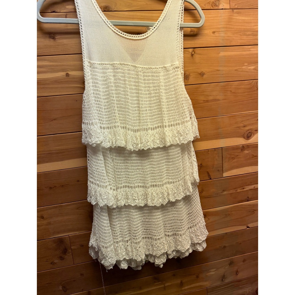 White House Black Market SMALL White Tiered Crochet Knit Tank Top Sleeveless